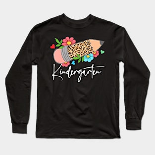 Kindergarten Teacher Leopard Pencil  school Teacher Long Sleeve T-Shirt